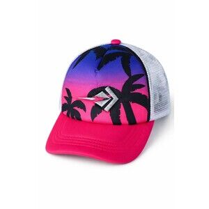 Volcom Trucker Hat Pink Purple Palm Tree Snapback Mesh Cap Surf Skate OSFM
